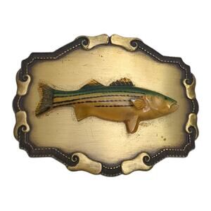 Vintage RainTree 1979 Fisherman SALMON Fish Belt Buckle